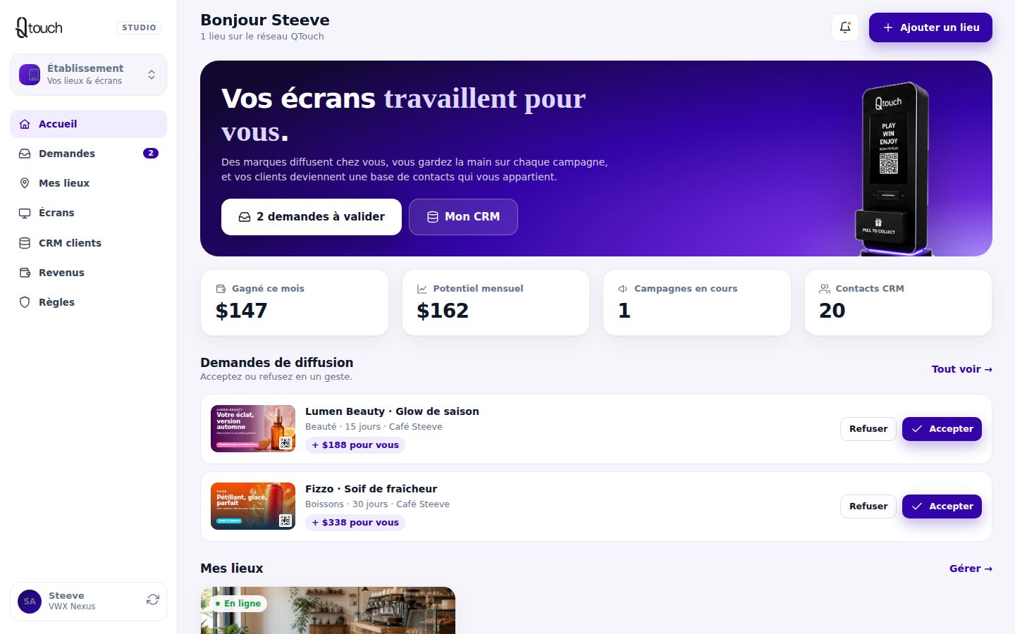 Espace établissement
